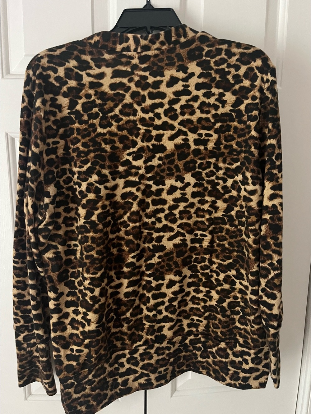 Amaryllis Leopard Print Button-Front Women's Top in Brown & Tan, XL - Picture 2 of 6